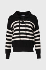 Black Striped Scalloped Sweater