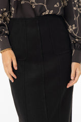 Black Scalloped Edge Maxi Skirt