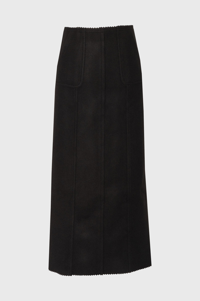 Black Scalloped Edge Maxi Skirt