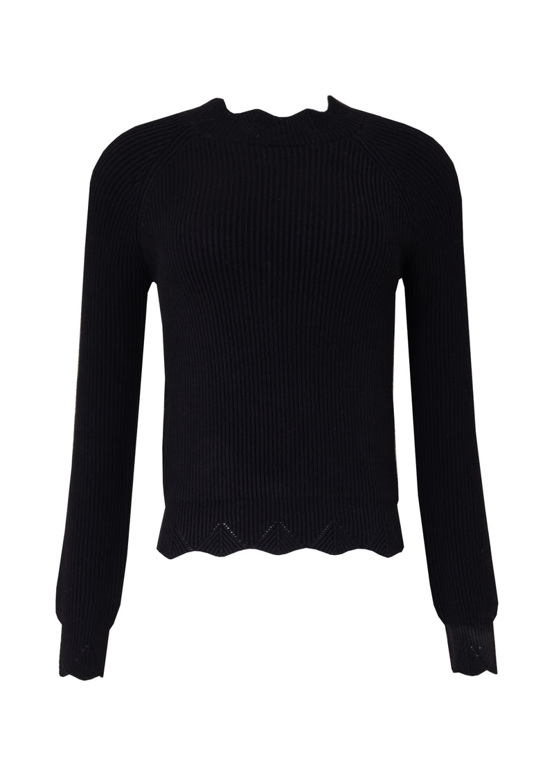 Black Scalloped Edge Sweater