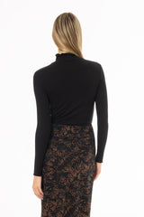 Black Scalloped Trim Turtleneck