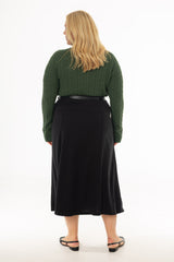 Black Seam Detail Flowy Maxi Skirt