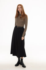 Black Seam Detail Flowy Maxi Skirt
