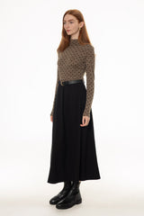 Black Seam Detail Flowy Maxi Skirt