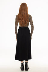 Black Seam Detail Flowy Maxi Skirt