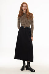 Black Seam Detail Flowy Maxi Skirt