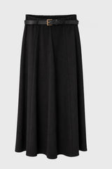 Black Seam Detail Flowy Maxi Skirt