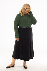 Black Seam Detail Flowy Maxi Skirt