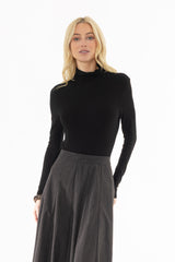 Black Seamless Turtleneck Top