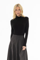 Black Seamless Turtleneck Top