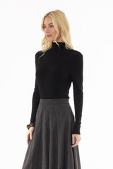 Black Seamless Turtleneck Top