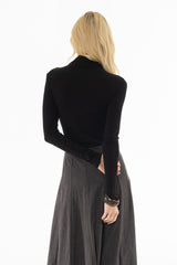 Black Seamless Turtleneck Top