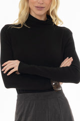 Black Seamless Turtleneck Top