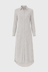 Black Seersucker Striped Maxi Shirt Dress