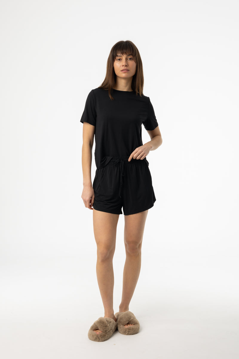 Black Short Sleeve Top and Shorts