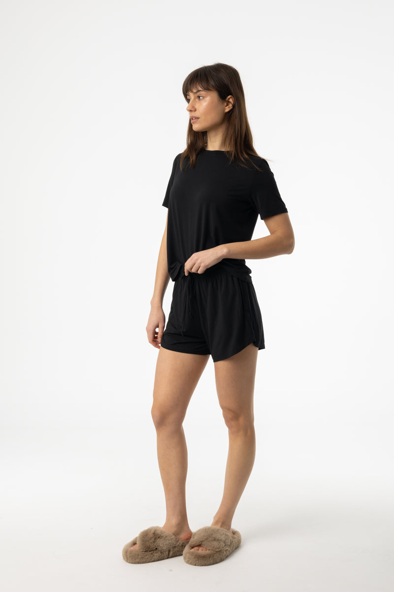 Black Short Sleeve Top and Shorts