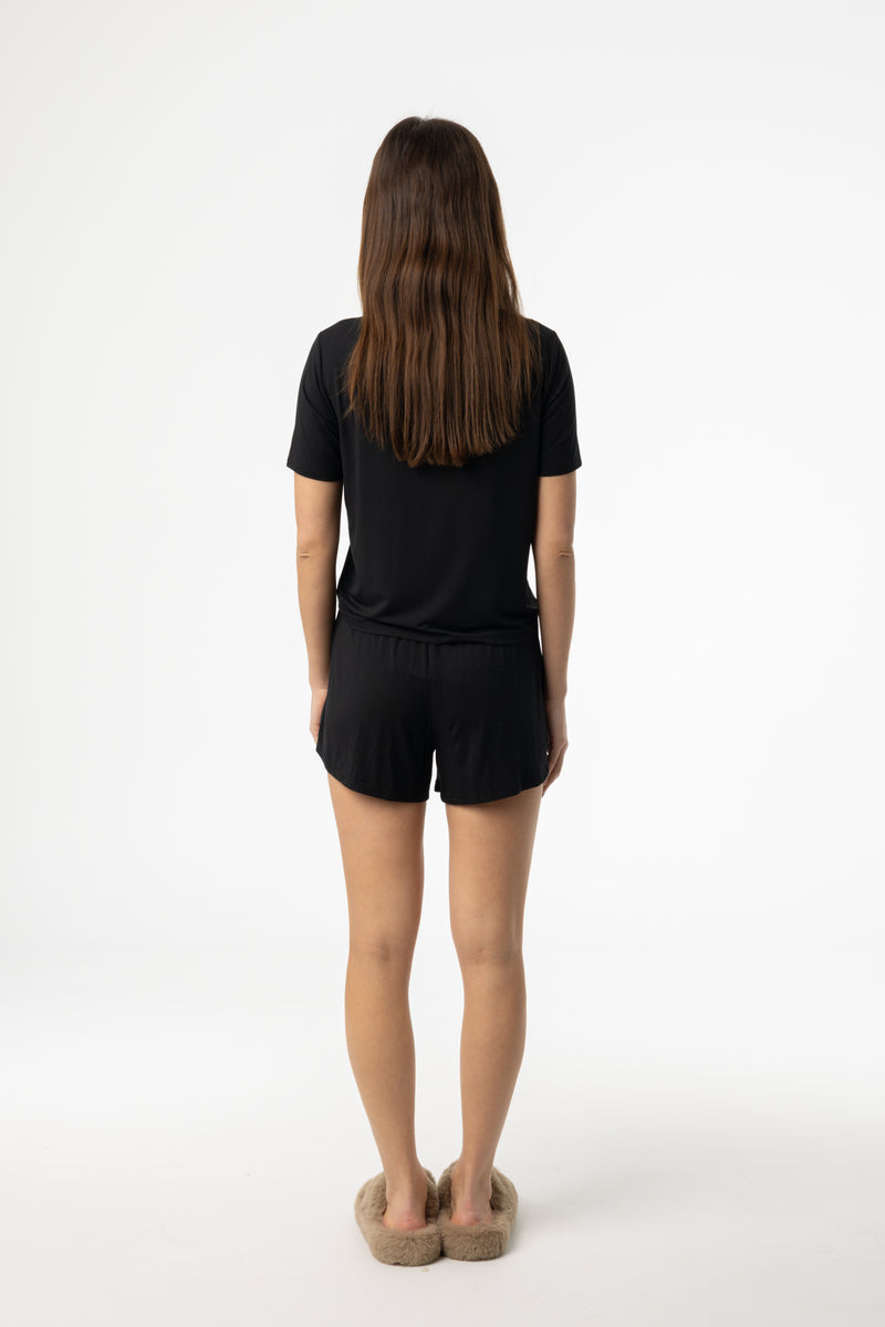 Black Short Sleeve Top and Shorts