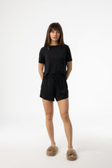 Black Short Sleeve Top and Shorts