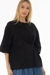 Black Side Cinched T-Shirt