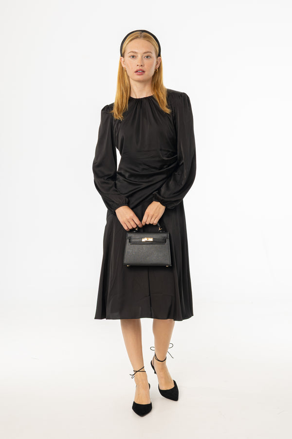 Black Side Draped Dress