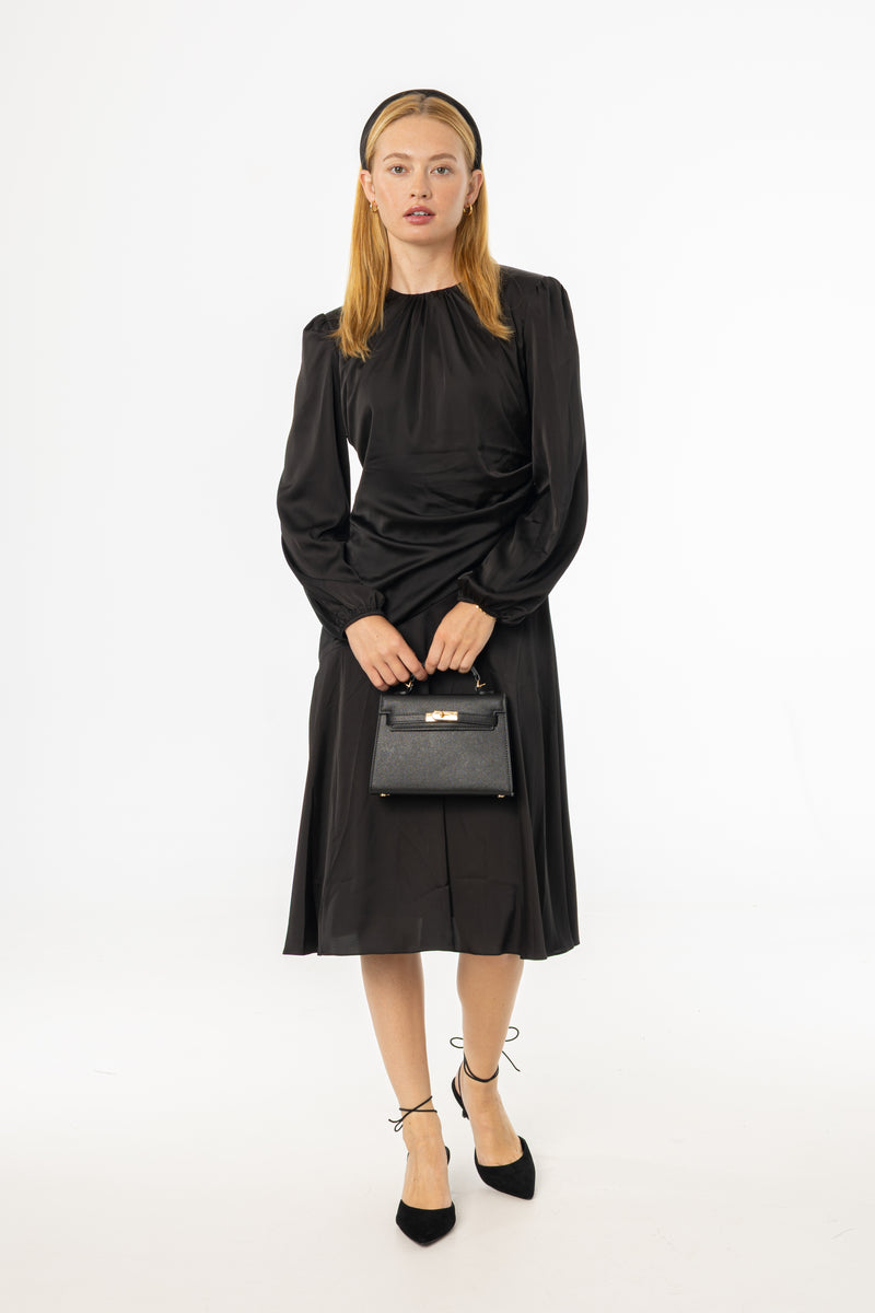 Black Side Draped Dress
