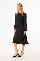 Black Side Draped Dress