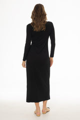 Black Side Ruched Maxi Dress