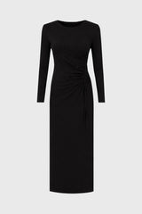 Black Side Ruched Maxi Dress