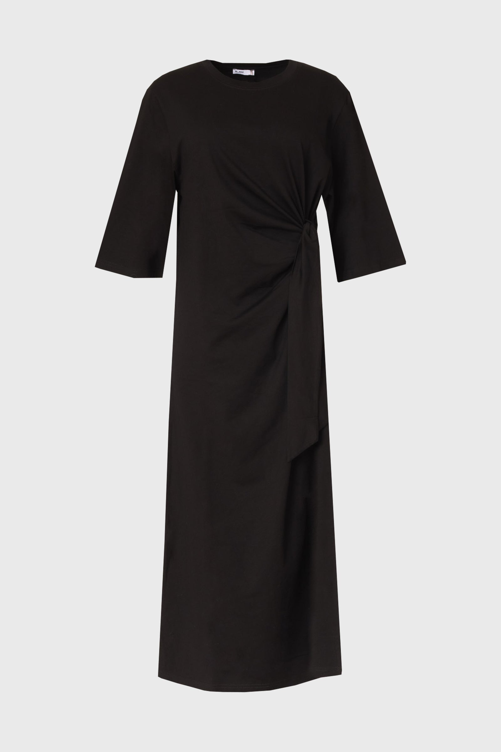 chinese dress ladies Black Side Tie T-Shirt Maxi Dress – BLANK