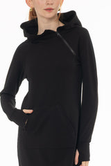 Black Side Zipper Sweatshirt Dress