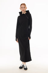 Black Side Zipper Sweatshirt Dress