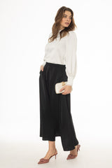Black Silk Feel Flare Maxi Skirt