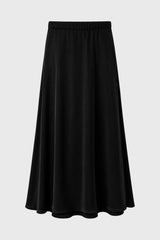Black Silk Feel Flare Maxi Skirt