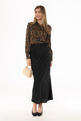 Black Silk Feel Slip Skirt