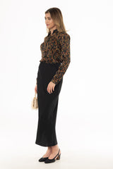 Black Silk Feel Slip Skirt