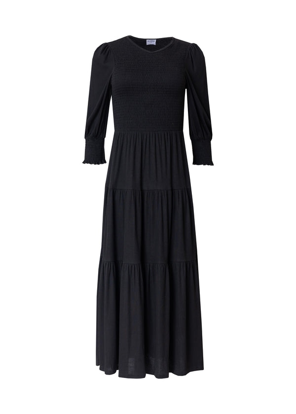 Black Smocked Maxi Dress