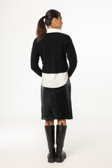 Black Snake Skin Leather Skirt