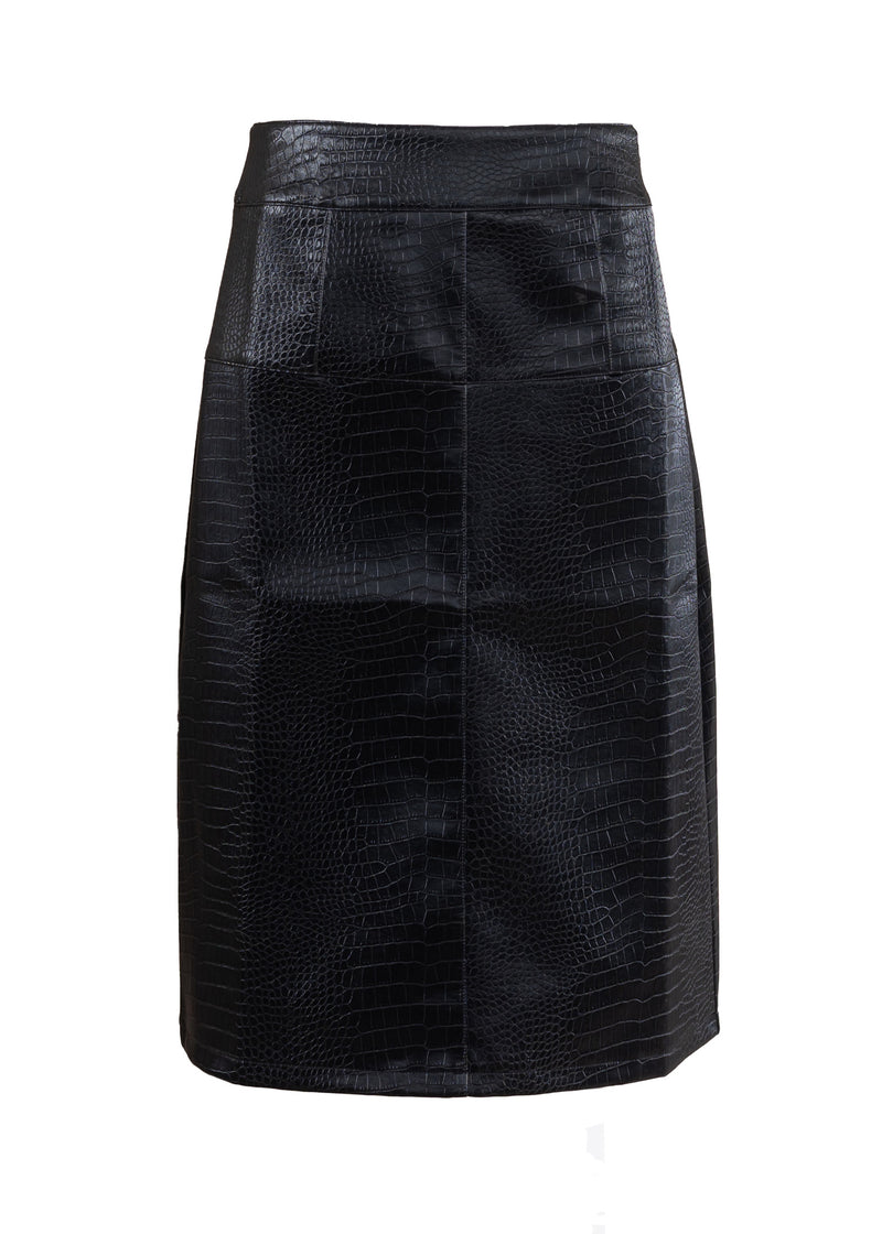 Black Snake Skin Leather Skirt