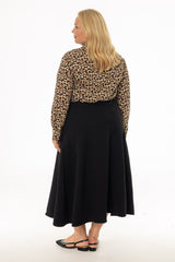 Black Soft Feel A-Line Maxi Skirt