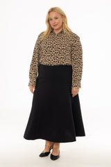 Black Soft Feel A-Line Maxi Skirt