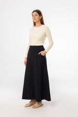 Black Soft Stretch Maxi Skirt