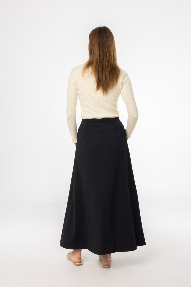 Black Soft Stretch Maxi Skirt