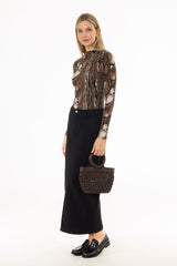 Black Soft Structure Denim Maxi Skirt