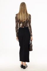Black Soft Structure Denim Maxi Skirt