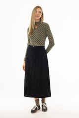 Black Paneled Denim Skirt
