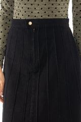 Black Paneled Denim Skirt