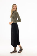 Black Paneled Denim Skirt