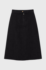 Black Paneled Denim Skirt