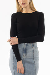 Black Solid Long Sleeve T-Shirt