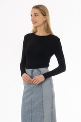 Black Solid Long Sleeve T-Shirt